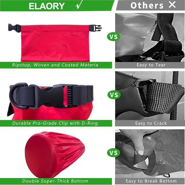 Alt view image 4 of 7 - Waterproof Dry Bags 3 Pack (5L, 10L, 20L) - Lightweight Waterproof Storage Bags for Travel, Boating, Fishing, Rafting, Swimming, Camping & Outdoor Activities - Durable & Compact Design, Red