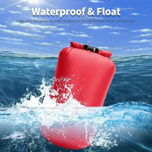 Alt view image 5 of 7 - Waterproof Dry Bags 3 Pack (5L, 10L, 20L) - Lightweight Waterproof Storage Bags for Travel, Boating, Fishing, Rafting, Swimming, Camping & Outdoor Activities - Durable & Compact Design, Red