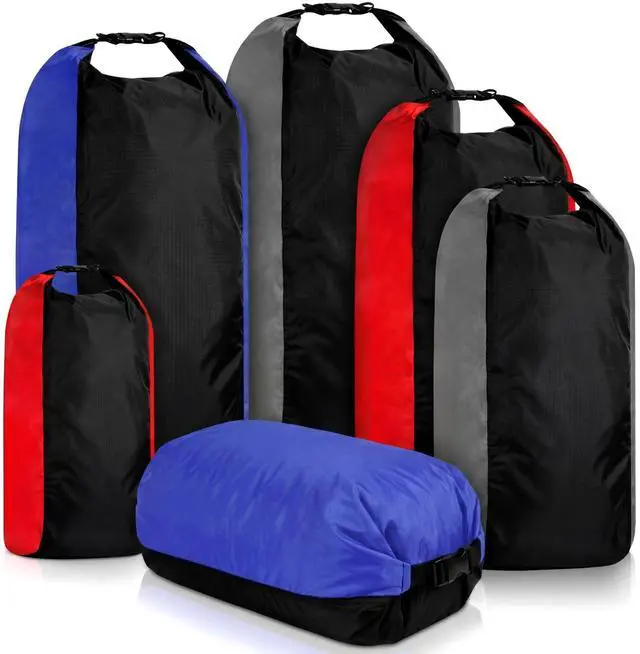 Main image of 6 Pack Dry Bag Waterproof Compression Dry Sack Color-blocked | Sizes 3l 5l 10l 15l 20l 35l, Roll-top Seal, Protects Gear Sleeping Bags, Outdoor Kayaking Boating Fishing Swimming Camping