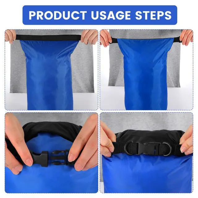 Alt view image 4 of 7 - 6 Pack Dry Bag Waterproof Compression Dry Sack Color-blocked | Sizes 3l 5l 10l 15l 20l 35l, Roll-top Seal, Protects Gear Sleeping Bags, Outdoor Kayaking Boating Fishing Swimming Camping