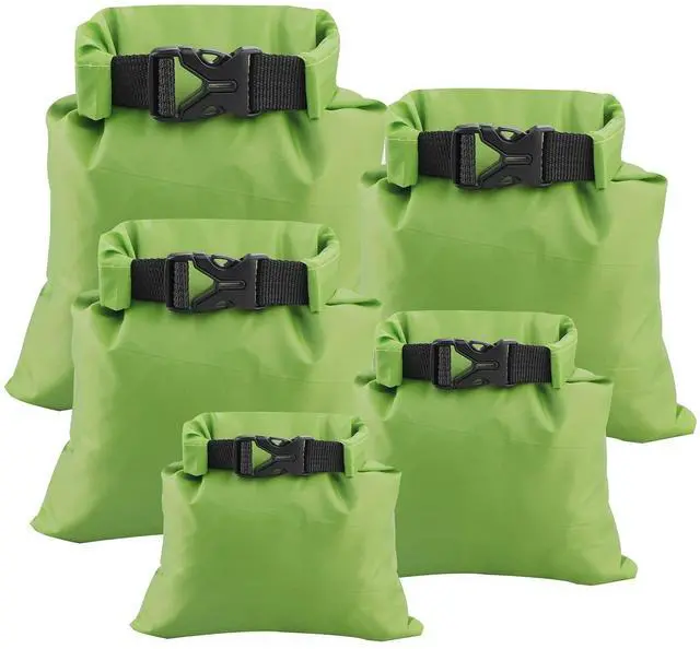 Main image of Dry Bag, 5 Pack Waterproof Lightweight Dry Sack, Wet Dry Storage Bag- Green | 6L+4.5L+3.5L+2.5L+1.5L, Outdoor Roll-Top Stuff Sack for Hiking, Backpacking, Camping, Kayaking, Swimming, Boating