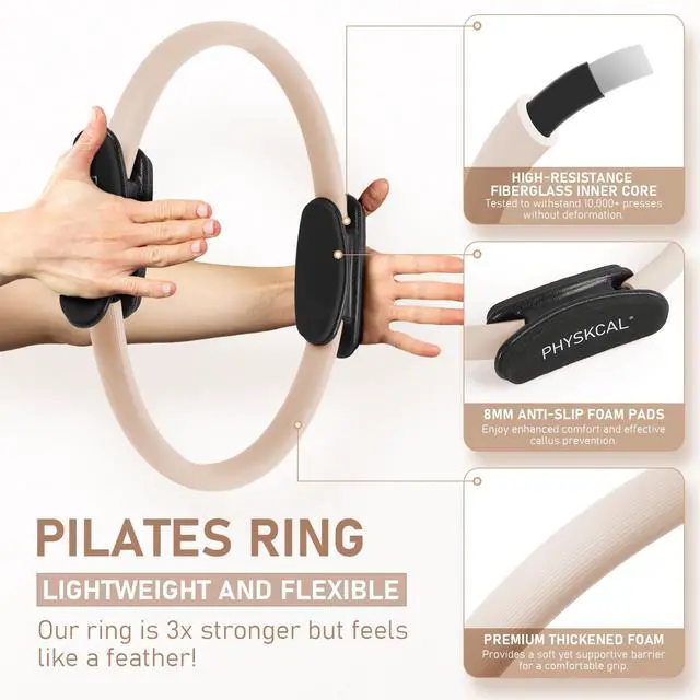 Alt view image 2 of 7 - Pilates Kit, 15-Inch Pilates Ring with Pilates Ball & Bands, Nude | Aesthetic Home Pilates Equipment Set, Essential Kit for Beginners in Minimalist Style. Comes in Premium Packaging