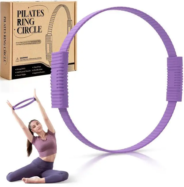 Main image of 14" Pilates Ring Fitness Circle Magic Pilates Ring for Women | Circle Pilates Rings for Focusing on Toning Inner Thighs Arms Core Fitness Exercise Ring Workout for Yoga Pilates Purple