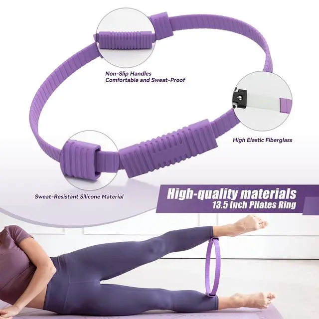 Alt view image 2 of 7 - 14" Pilates Ring Fitness Circle Magic Pilates Ring for Women | Circle Pilates Rings for Focusing on Toning Inner Thighs Arms Core Fitness Exercise Ring Workout for Yoga Pilates Purple