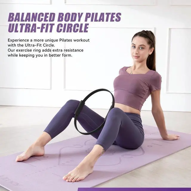 Alt view image 3 of 7 - 14" Pilates Ring Fitness Circle Magic Pilates Ring for Women | Circle Pilates Rings for Focusing on Toning Inner Thighs Arms Core Fitness Exercise Ring Workout for Yoga Pilates Purple
