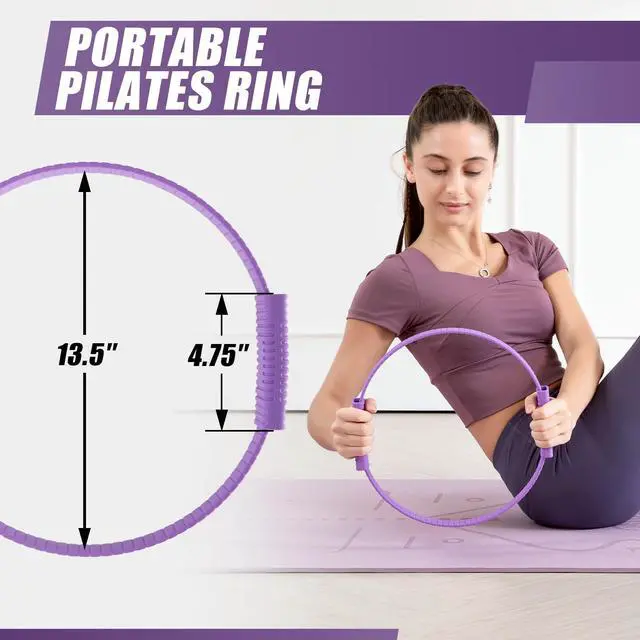Alt view image 5 of 7 - 14" Pilates Ring Fitness Circle Magic Pilates Ring for Women | Circle Pilates Rings for Focusing on Toning Inner Thighs Arms Core Fitness Exercise Ring Workout for Yoga Pilates Purple