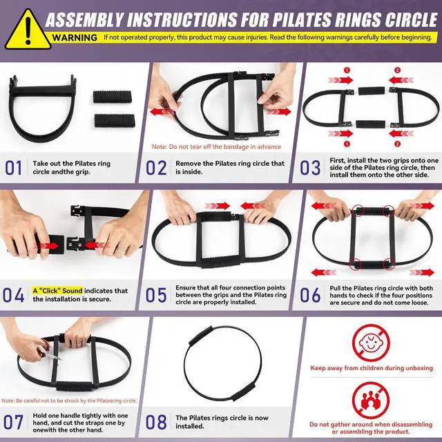 Alt view image 6 of 7 - 14" Pilates Ring Fitness Circle Magic Pilates Ring for Women | Circle Pilates Rings for Focusing on Toning Inner Thighs Arms Core Fitness Exercise Ring Workout for Yoga Pilates Purple