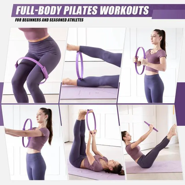 Alt view image 7 of 7 - 14" Pilates Ring Fitness Circle Magic Pilates Ring for Women | Circle Pilates Rings for Focusing on Toning Inner Thighs Arms Core Fitness Exercise Ring Workout for Yoga Pilates Purple