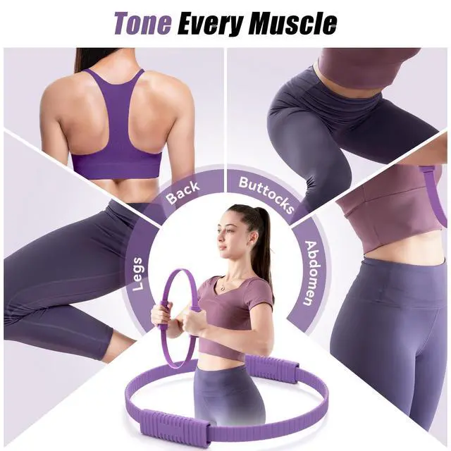 Alt view image 4 of 7 - 14" Pilates Ring Fitness Circle Magic Pilates Ring for Women | Circle Pilates Rings for Focusing on Toning Inner Thighs Arms Core Fitness Exercise Ring Workout for Yoga Pilates Purple