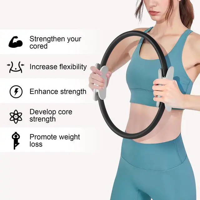 Alt view image 3 of 6 - Pilates Ring 15 Inch Magic Circle Ring, Dual Padded Handles Pilates Rings Circle, Adjustable Yoga Ring, Strength, Flexibility, Body Toning, Pilates Fitness Equipment for Home Gym Exercise Black