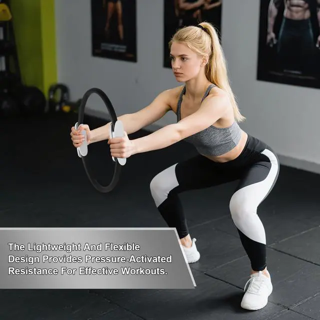 Alt view image 4 of 6 - Pilates Ring 15 Inch Magic Circle Ring, Dual Padded Handles Pilates Rings Circle, Adjustable Yoga Ring, Strength, Flexibility, Body Toning, Pilates Fitness Equipment for Home Gym Exercise Black