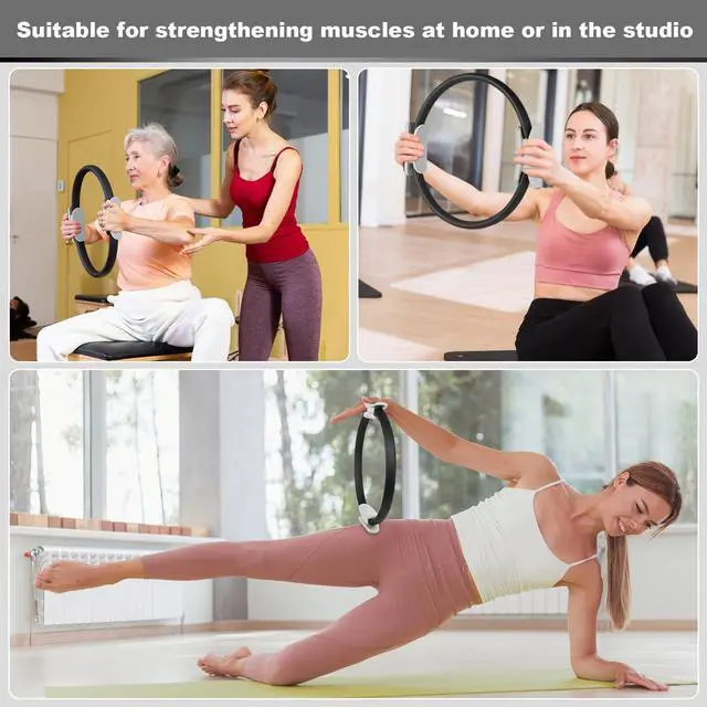 Alt view image 5 of 6 - Pilates Ring 15 Inch Magic Circle Ring, Dual Padded Handles Pilates Rings Circle, Adjustable Yoga Ring, Strength, Flexibility, Body Toning, Pilates Fitness Equipment for Home Gym Exercise Black
