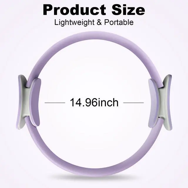 Alt view image 2 of 6 - Pilates Ring 15 Inch Magic Circle Pilates Rings with Dual Padded Handles, Pilates Circle for Yoga, Strength, Flexibility, Body Toning, Pilates Fitness Equipment for Home Gym Exercise Purple