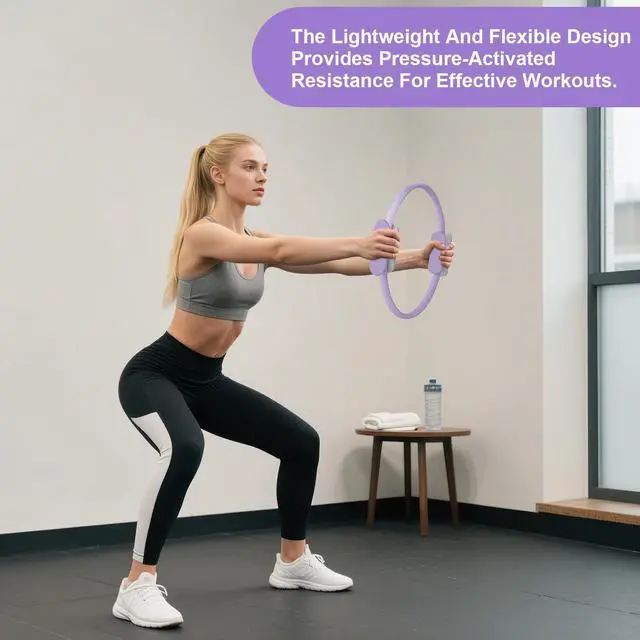 Alt view image 4 of 6 - Pilates Ring 15 Inch Magic Circle Pilates Rings with Dual Padded Handles, Pilates Circle for Yoga, Strength, Flexibility, Body Toning, Pilates Fitness Equipment for Home Gym Exercise Purple