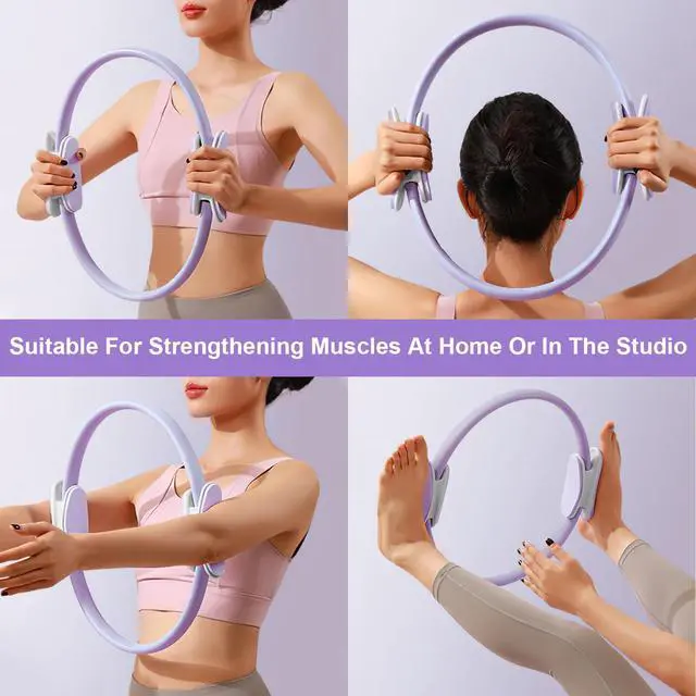 Alt view image 6 of 6 - Pilates Ring 15 Inch Magic Circle Pilates Rings with Dual Padded Handles, Pilates Circle for Yoga, Strength, Flexibility, Body Toning, Pilates Fitness Equipment for Home Gym Exercise Purple