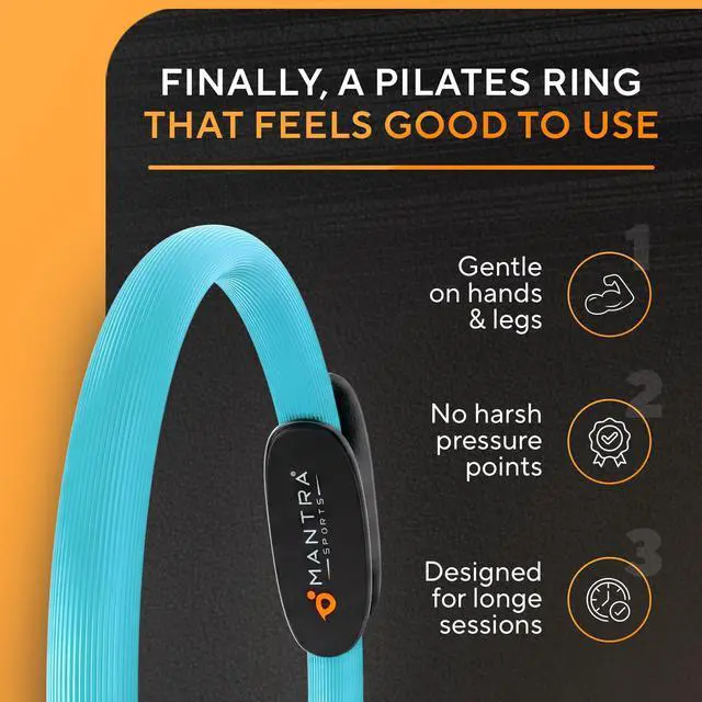 Alt view image 4 of 7 - Pilates Ring - 13 Inch Magic Circle Pilates Ring - Toning Inner Thigh Exerciser, At-Home Yoga Equipment for Home Workouts - Thigh Master for Women, Arms & Core Toning - Ocean Teal