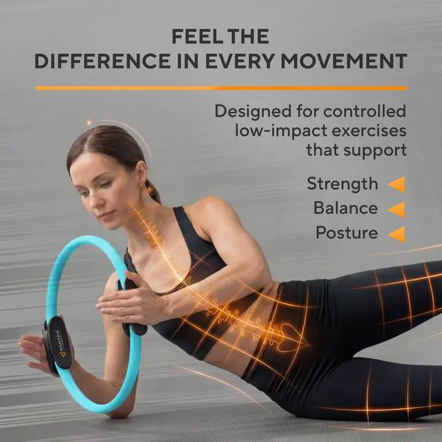 Alt view image 7 of 7 - Pilates Ring - 13 Inch Magic Circle Pilates Ring - Toning Inner Thigh Exerciser, At-Home Yoga Equipment for Home Workouts - Thigh Master for Women, Arms & Core Toning - Ocean Teal