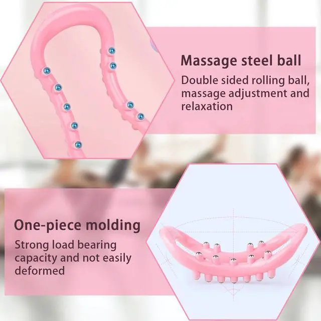 Alt view image 3 of 6 - Set of 2 Pilates Yoga Fitness Rings, Pilates Circle Stretch Resistance Training Support Massage, Yoga Equipment Ring with Massage Steel Balls, Training Ring for Pilates, Pink