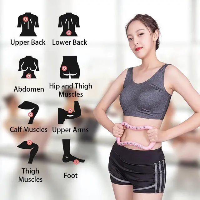 Alt view image 5 of 6 - Set of 2 Pilates Yoga Fitness Rings, Pilates Circle Stretch Resistance Training Support Massage, Yoga Equipment Ring with Massage Steel Balls, Training Ring for Pilates, Pink