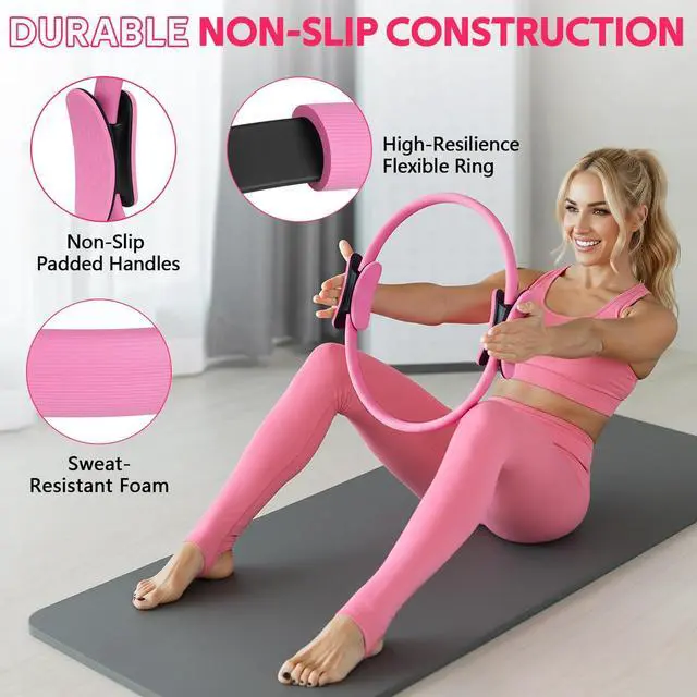 Alt view image 2 of 7 - Home Pilates Kit for Women,Pilates Ring Set with Magic Circle,Resistance Bands,Figure 8 Workout Bands,Mini Ball, Compact Toning Fitness Essentials Starter Set Accessories Gift