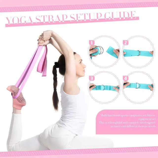 Alt view image 3 of 7 - 14 Pcs Pilates Equipment Kit for Home Workout Pilates Ring and Ball Set for Women 12'' Circle Yoga Fitness Essentials Kit with Resistance Bands, Yoga Strap, Socks,Bag (Pink,Green,Blue)