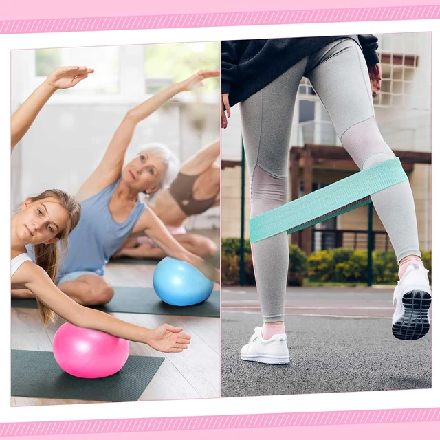 Alt view image 5 of 7 - 14 Pcs Pilates Equipment Kit for Home Workout Pilates Ring and Ball Set for Women 12'' Circle Yoga Fitness Essentials Kit with Resistance Bands, Yoga Strap, Socks,Bag (Pink,Green,Blue)