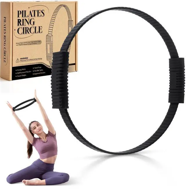 Main image of 14" Pilates Ring Fitness Circle Magic Pilates Ring for Women | Circle Pilates Rings for Focusing on Toning Inner Thighs Arms Core Fitness Exercise Ring Workout for Yoga and Pilates Black