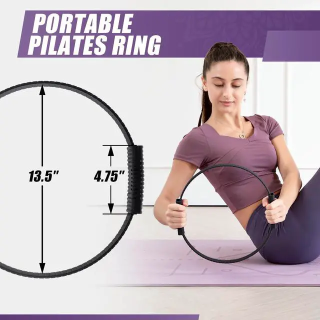 Alt view image 5 of 7 - 14" Pilates Ring Fitness Circle Magic Pilates Ring for Women | Circle Pilates Rings for Focusing on Toning Inner Thighs Arms Core Fitness Exercise Ring Workout for Yoga and Pilates Black