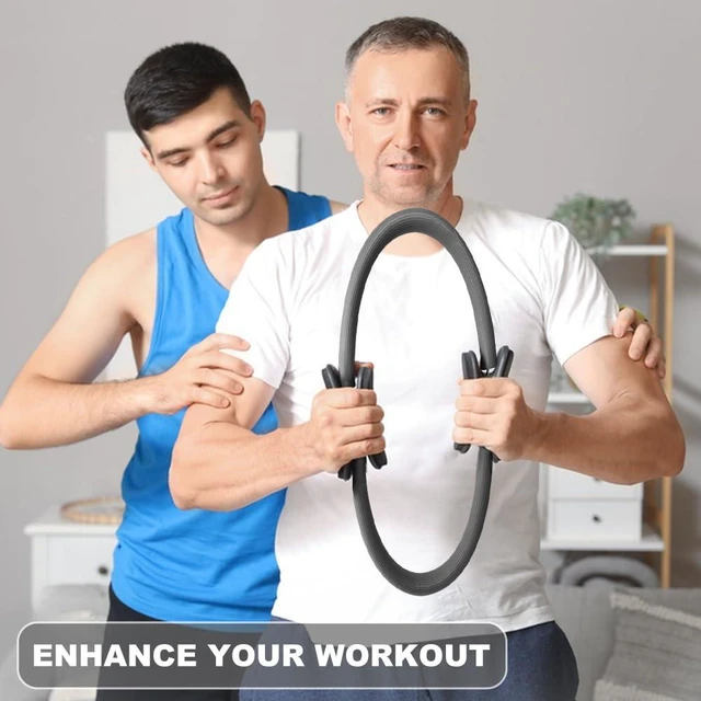 Alt view image 4 of 7 - 14" Pilates Ring, Dual-Grip Pilates Ring Lightweight Circle Yoga Rin-g for Enhance Thigh and Arm Strength, Body Exercise Tool for Home Gym