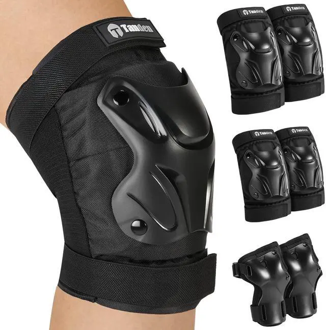 Main image of Skating Protective Gear Adult Knee and Elbow Pads Wrist Guards for Roller Skating Skateboarding, Skate Pads Adult Knee Pads for Men Women Black