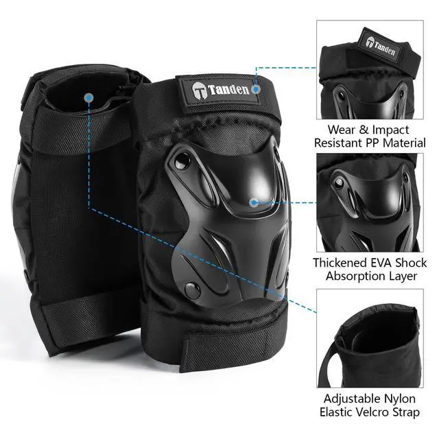 Alt view image 3 of 7 - Skating Protective Gear Adult Knee and Elbow Pads Wrist Guards for Roller Skating Skateboarding, Skate Pads Adult Knee Pads for Men Women Black