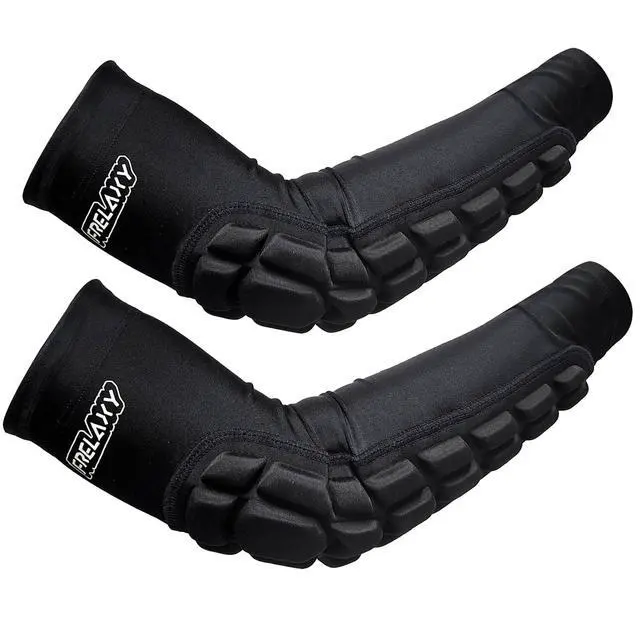 Main image of Padded Elbow Forearm Sleeves 2 Pack Compression Crashproof Arm Pads for Football Basketball Volleyball Soccer (Black, M)