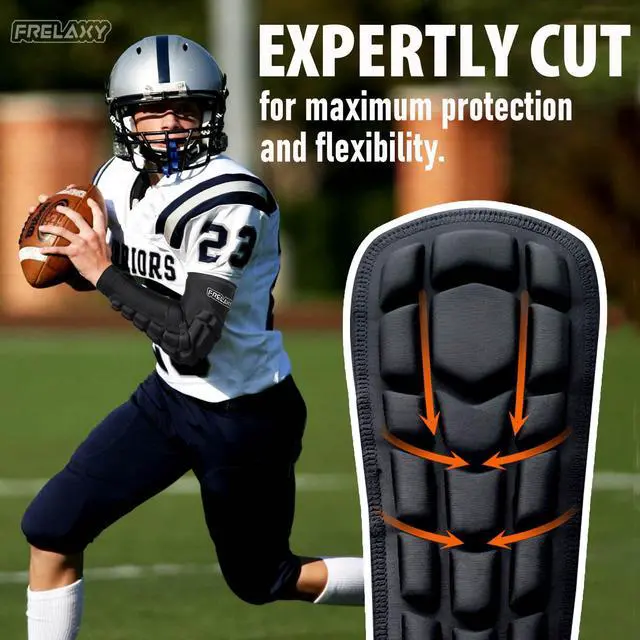 Alt view image 3 of 7 - Padded Elbow Forearm Sleeves 2 Pack Compression Crashproof Arm Pads for Football Basketball Volleyball Soccer (Black, M)