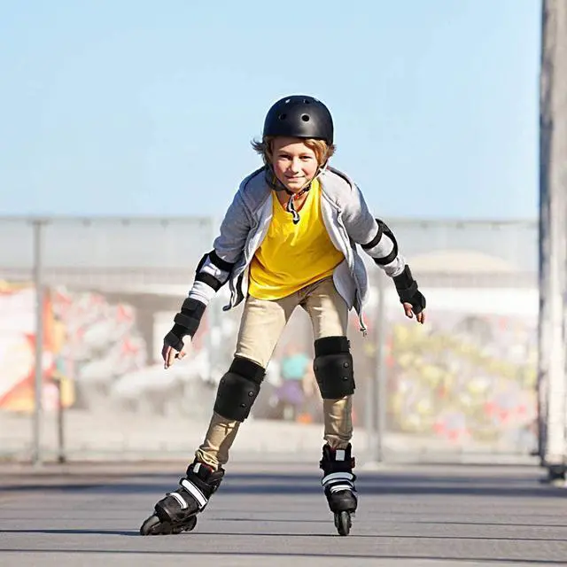 Alt view image 7 of 7 - Adult/Child Knee Pads Elbow Pads Wrist Guards 3 in 1 Protective Gear Set for Skateboarding Inline Roller Biking Roller Skating Cycling Outdoor Sports Black M