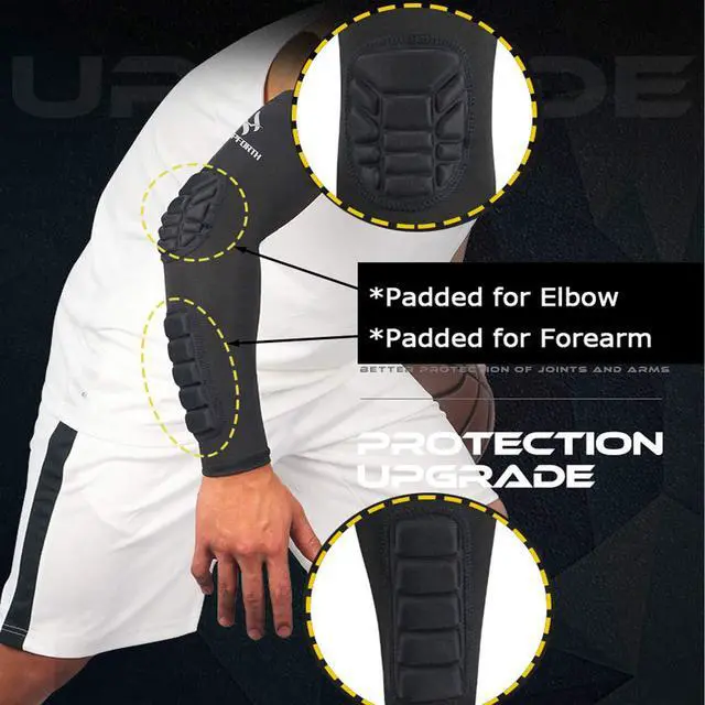 Alt view image 3 of 7 - 2PCS Elbow Sleeve Padded Compression Arm Forearm Guard Sports Shooter Sleeves Protective Pads Support for Football Basketball Volleyball Baseball Softball Tennis Cycling Outdoor