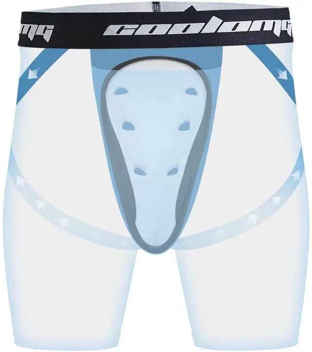 Alt view image 3 of 6 - Mens Compression Shorts with Athletic Cup Baseball Football Black | MMA Lacrosse Hockey Sports Cup Underwear Groin Guard