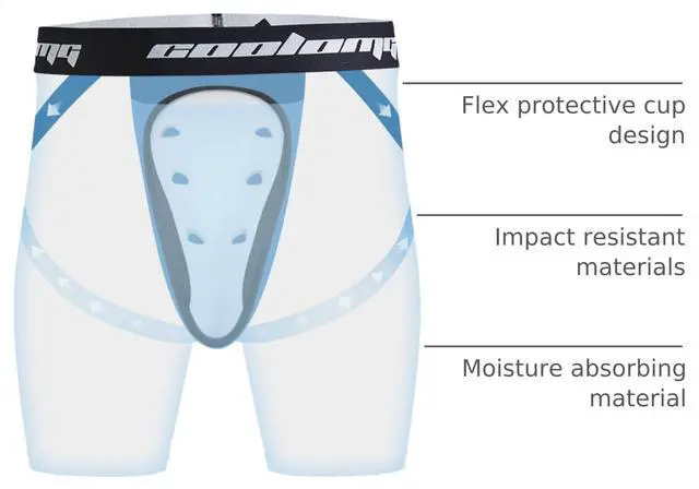 Alt view image 4 of 6 - Mens Compression Shorts with Athletic Cup Baseball Football Black | MMA Lacrosse Hockey Sports Cup Underwear Groin Guard