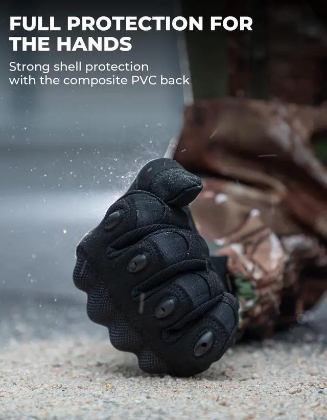 Alt view image 2 of 7 - Tactical Gloves for Men, Touchscreen Motorcycle Gloves with Hard Shell & Palm Padding for Sports Motorcycle Cycling Tactical Airsoft Paintball Hunting Hiking Camping Climbing (Black,Large)