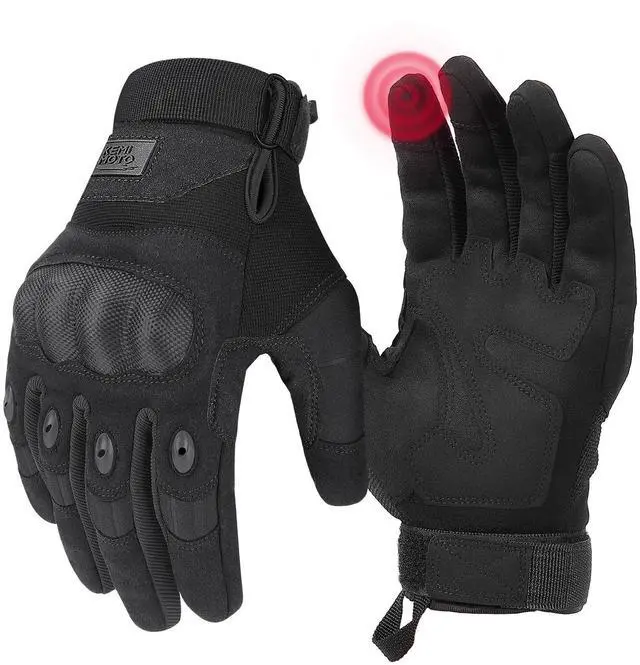 Main image of Tactical Gloves for Men, Touchscreen Motorcycle Gloves with Hard Shell & Palm Padding for Sports Motorcycle Cycling Tactical Airsoft Paintball Hunting Hiking Camping Climbing (Black,Large)