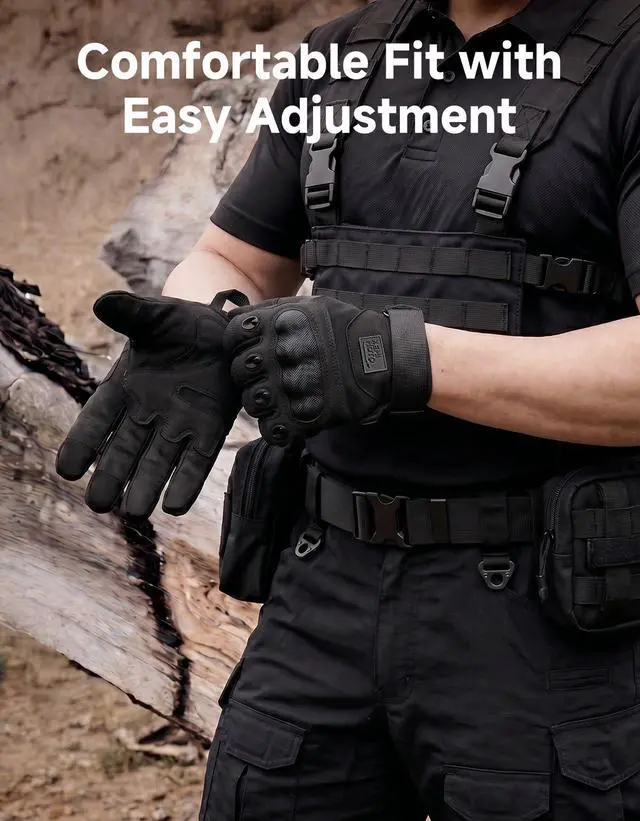 Alt view image 6 of 7 - Tactical Gloves for Men, Touchscreen Motorcycle Gloves with Hard Shell & Palm Padding for Sports Motorcycle Cycling Tactical Airsoft Paintball Hunting Hiking Camping Climbing (Black,Large)