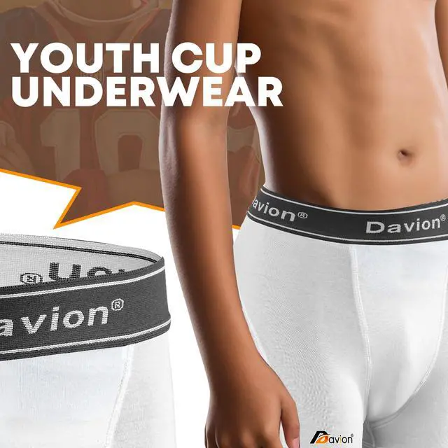 Alt view image 7 of 7 - 2-Pack Baseball Cup Youth Boys Underwear with kids Soft Athletic Cup | Boys Sports Underwear with Cup Pocket, Youth Protective Gear for Baseball, Football, Lacrosse (White-S)