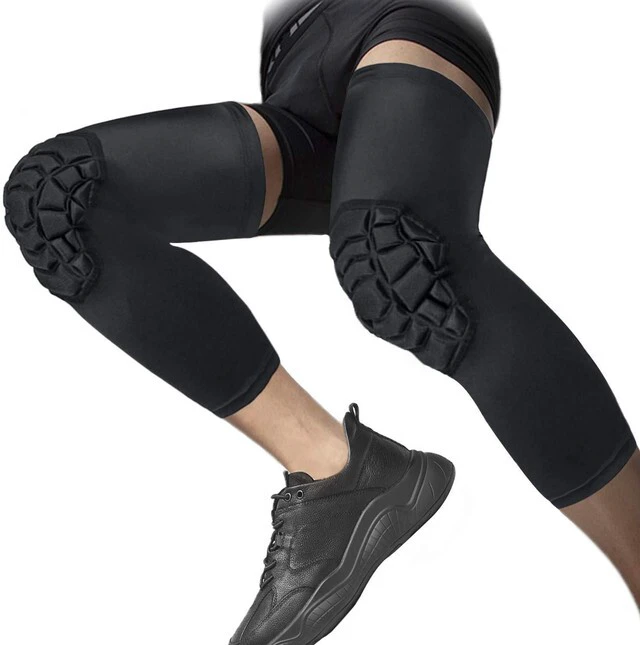 Alt view image 2 of 5 - Knee Pads Compression Leg Sleeve Knee Sleeve for All Sports Wrestling Protector Gear, 1 Pair of Knee Paded(Black_2 Pack, Medium)