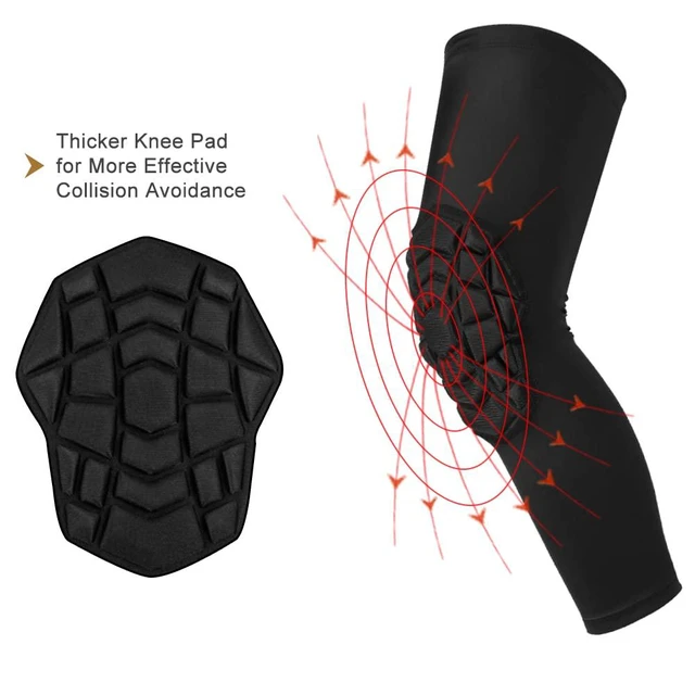 Alt view image 3 of 5 - Knee Pads Compression Leg Sleeve Knee Sleeve for All Sports Wrestling Protector Gear, 1 Pair of Knee Paded(Black_2 Pack, Medium)