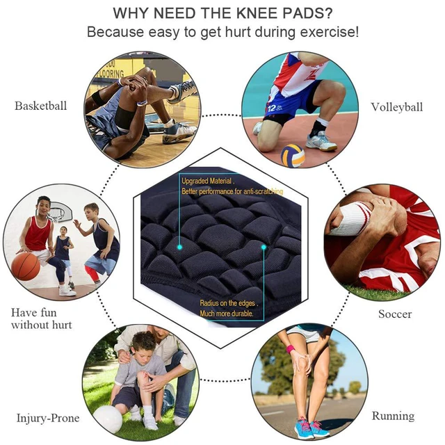 Alt view image 5 of 5 - Knee Pads Compression Leg Sleeve Knee Sleeve for All Sports Wrestling Protector Gear, 1 Pair of Knee Paded(Black_2 Pack, Medium)