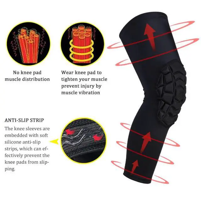 Alt view image 4 of 5 - Knee Pads Compression Leg Sleeve Knee Sleeve for All Sports Wrestling Protector Gear, 1 Pair of Knee Paded(Black_2 Pack, Medium)