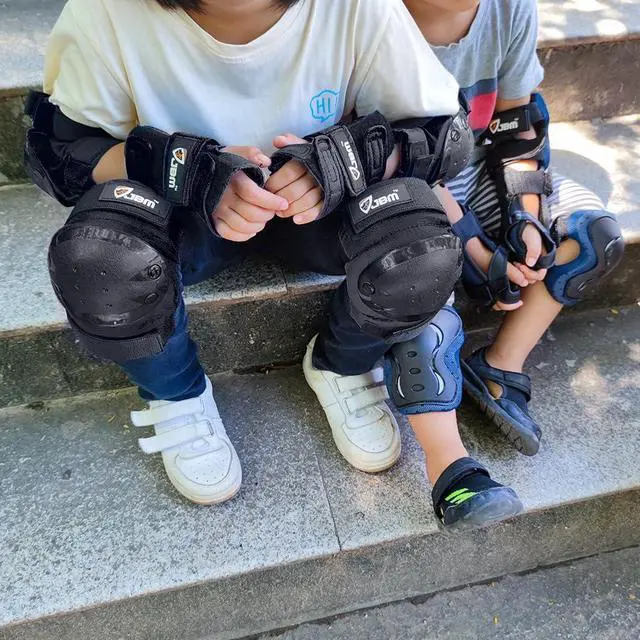 Alt view image 7 of 7 - Adult & Kids Knee Pads Elbow Pads and Wrist Guards for Inline Skating, Roller Skating, Skateboarding, Scootering