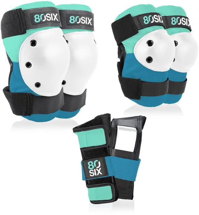 Main image of Multi-Sport Pad Set Protective Gear for Skateboarding, Biking, Roller Skating, and Scooter (Surf Green Teal, 14+ Medium/Large)