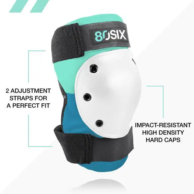Alt view image 2 of 6 - Multi-Sport Pad Set Protective Gear for Skateboarding, Biking, Roller Skating, and Scooter (Surf Green Teal, 14+ Medium/Large)