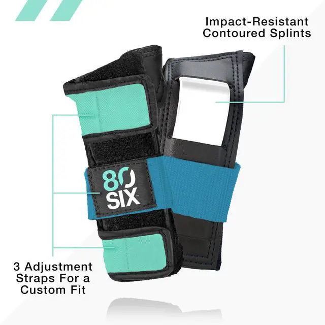 Alt view image 3 of 6 - Multi-Sport Pad Set Protective Gear for Skateboarding, Biking, Roller Skating, and Scooter (Surf Green Teal, 14+ Medium/Large)