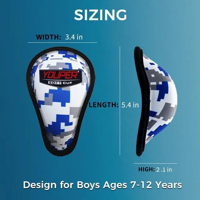Alt view image 3 of 6 - Boys Youth Soft Foam Protective Athletic Cup (Ages 7-12), Kid Athletic Cup for Baseball, Football, Lacrosse, Hockey, MMA (Ocean Camo (1-Pack))